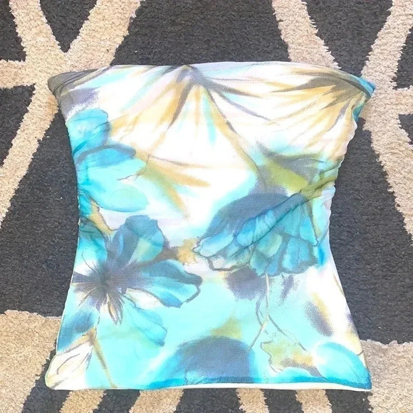 Extro Floral Print Mesh Ruched Bandeau Top Size Small - Picture 4 of 8